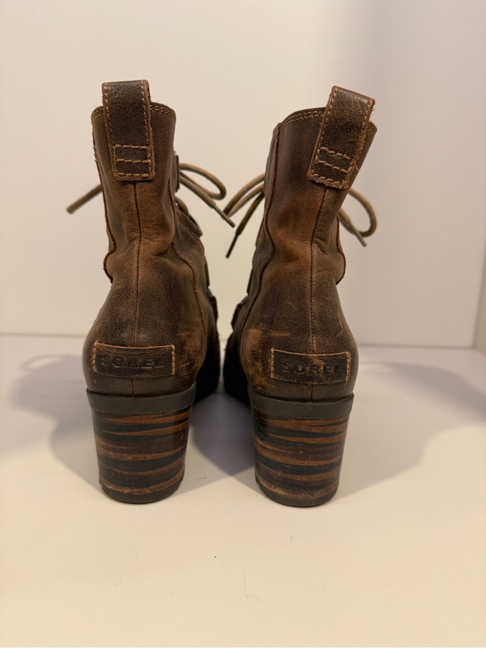 Sorel Brown Leather Lace-Up Ankle Boots - Picture 4 of 6
